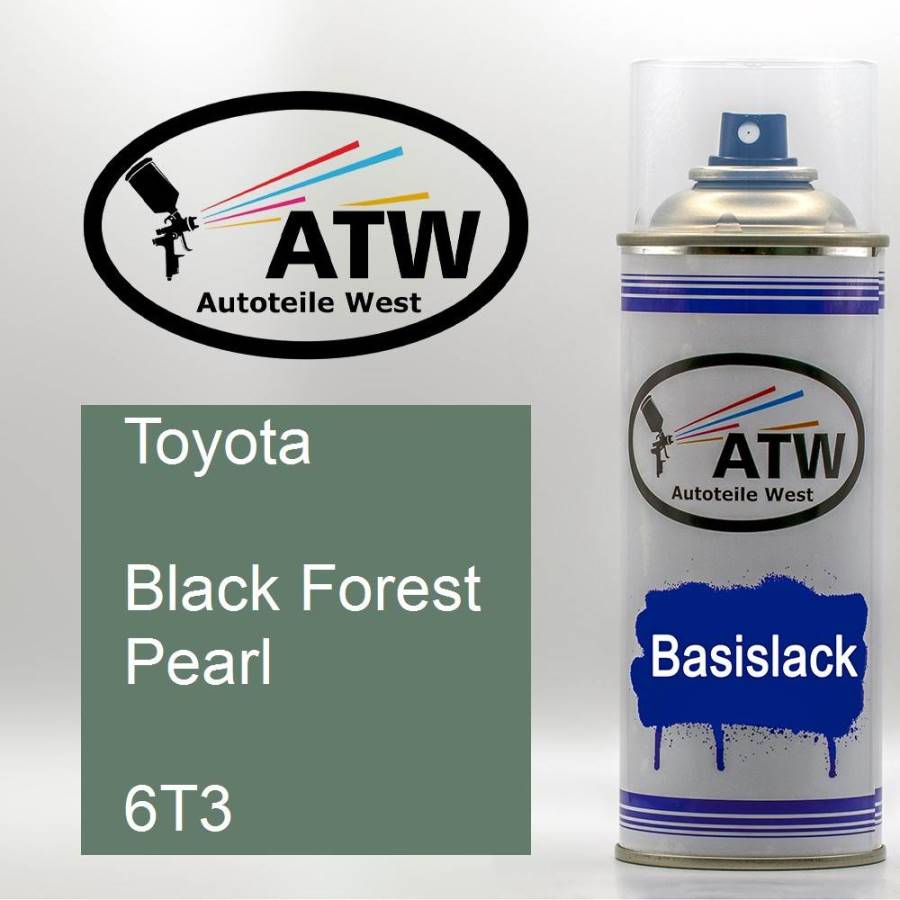Toyota, Black Forest Pearl, 6T3: 400ml Sprühdose, von ATW Autoteile West.